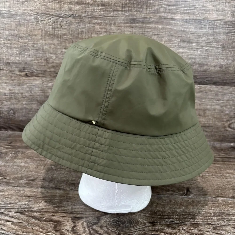 ANINE BING Bucket Hat Women's Large Green Nylon Lined Logo Lightweight